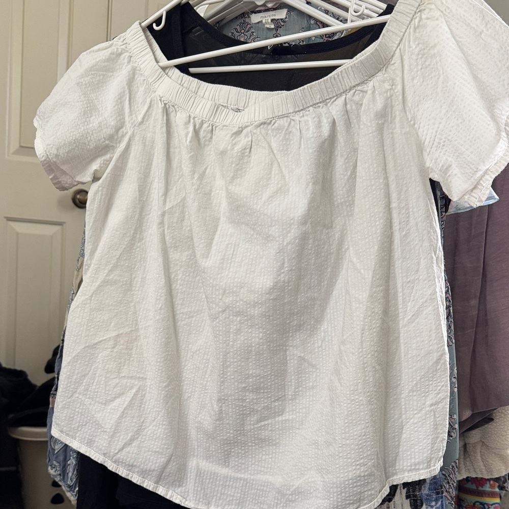 Abercrombie & Fitch White Textured Blouse